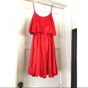 Halston red pleated dress